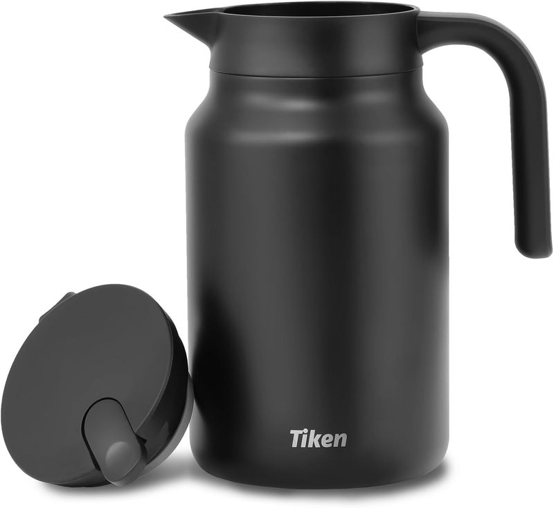 Tiken 51 Oz Thermal Coffee Carafes For Keeping Hot, Double Wall Stainless Steel Insulated Coffee Carafe, 1.5 Liter Beverage Pitcher (Matte Black) - Image 3